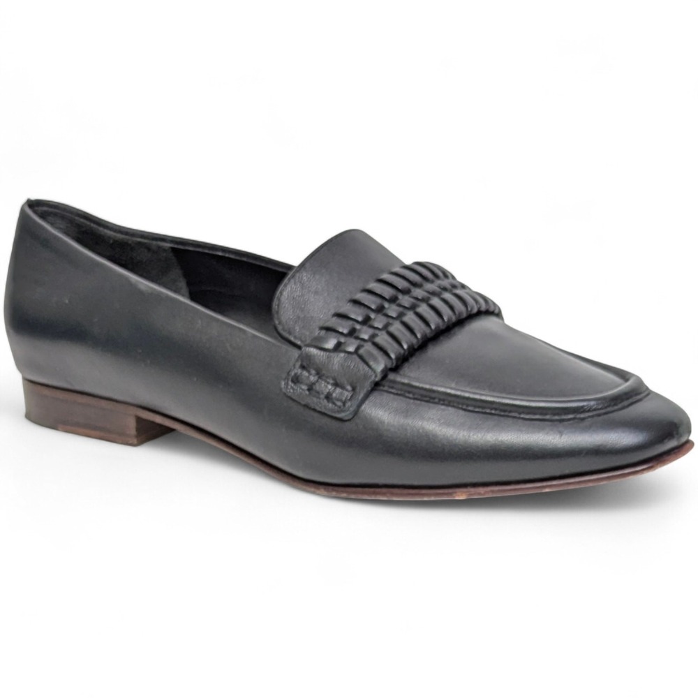 Veronica Beard Arlie Black Nappa Leather Braided Loafers Italy 6.5M
